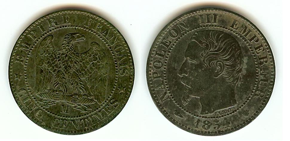5 centimes Napoléon III 1854MA Marseille EF+/AU